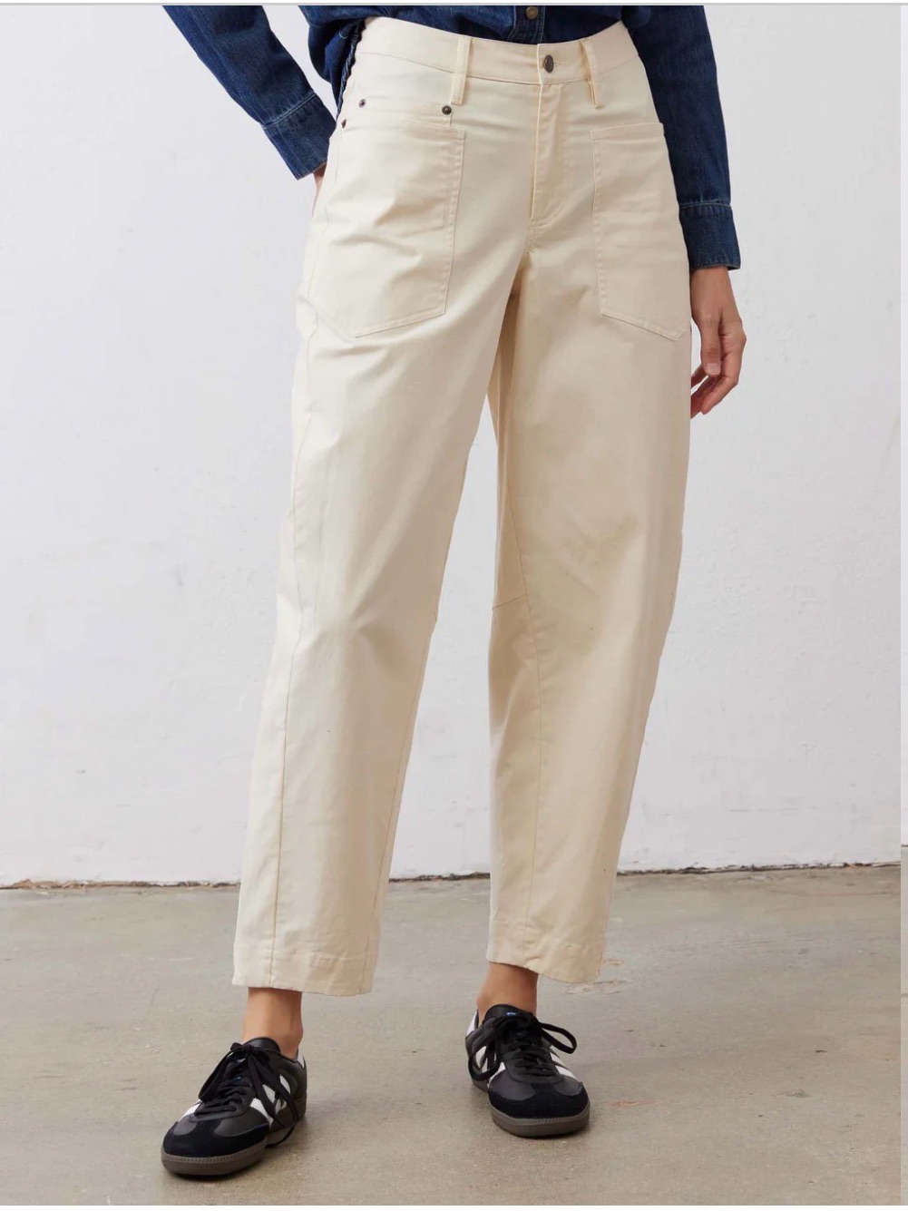 Ruti Slouchy Soft Twill Pants In Ecru